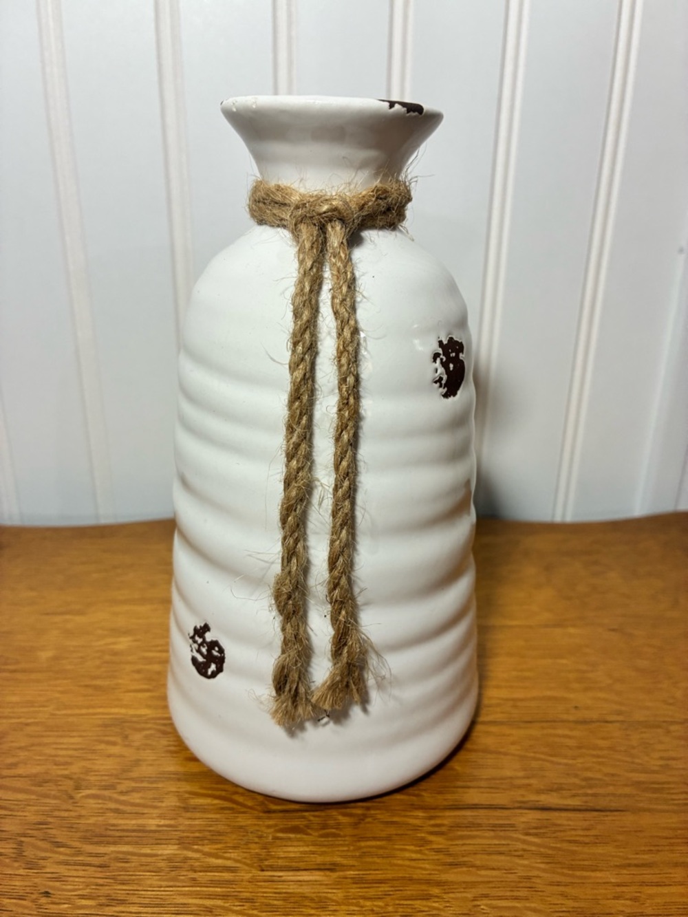 Wabi Sabi Japanese Art Pottery Sake Bottle Vase | 7" White Stoneware